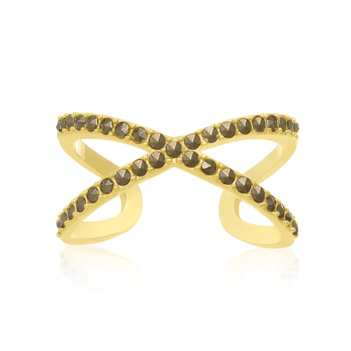 Yellow Gold Marcasite X Ring