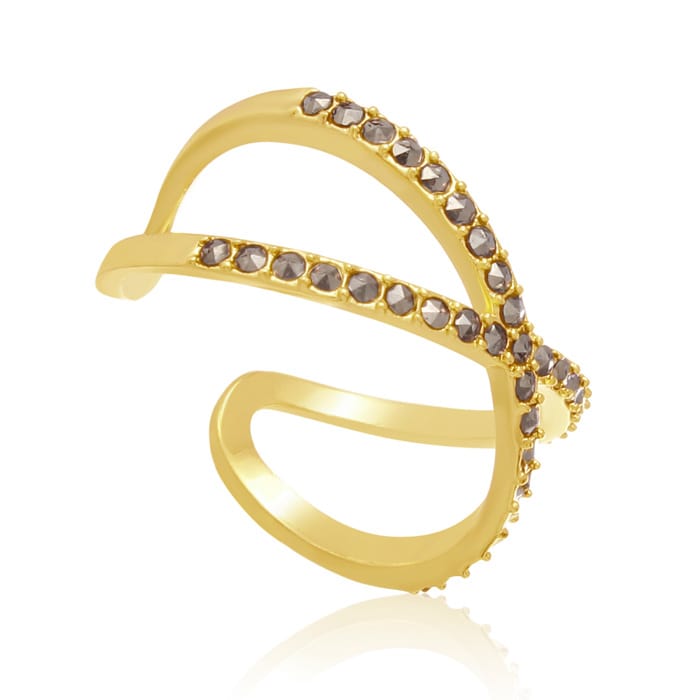 Yellow Gold Marcasite X Ring
