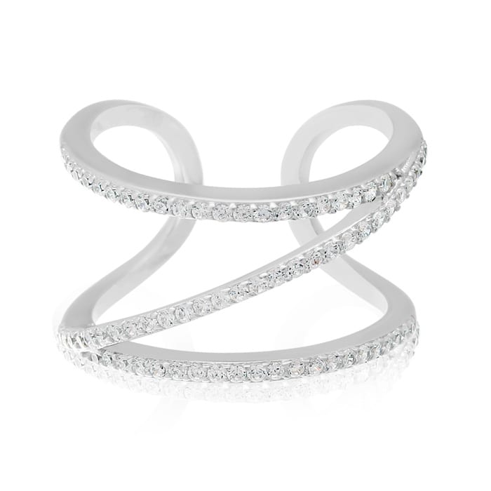 Sterling Silver Cubic Symmetrical Band Open Shank Ring