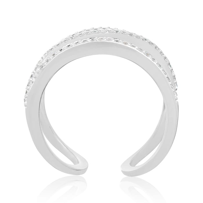Sterling Silver Cubic Symmetrical Band Open Shank Ring