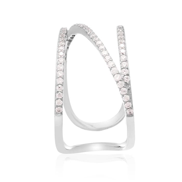 Sterling Silver Cubic Symmetrical Band Open Shank Ring