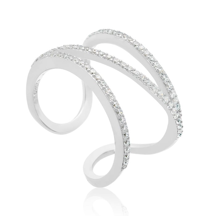 Sterling Silver Cubic Symmetrical Band Open Shank Ring