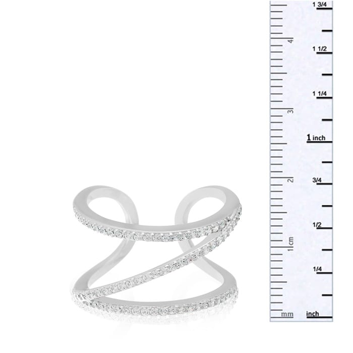Sterling Silver Cubic Symmetrical Band Open Shank Ring