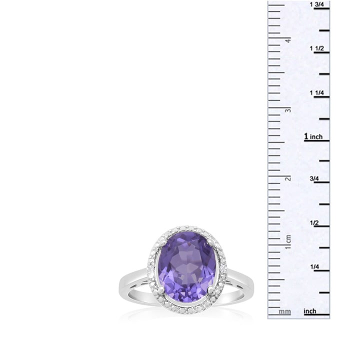 3ct Oval Created Tanzanite and Diamond Halo Ring