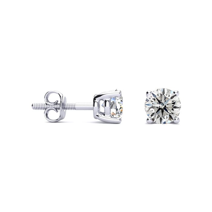 1 Carat Natural Diamond Stud Earrings In Platinum (I-J, I2 CE)