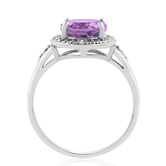 2 1/4 Carat Oval Amethyst and Diamond Ring. 4.5 Star Reviewed. 