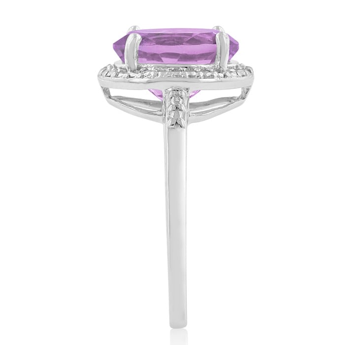 2 1/4 Carat Oval Amethyst and Diamond Ring. 4.5 Star Reviewed. 