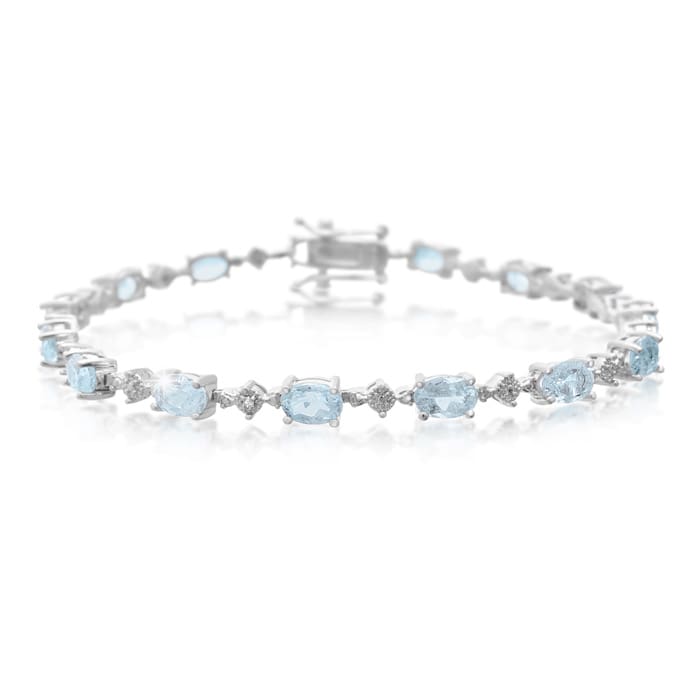 7 1/2ct Blue Topaz and Diamond Bracelet
