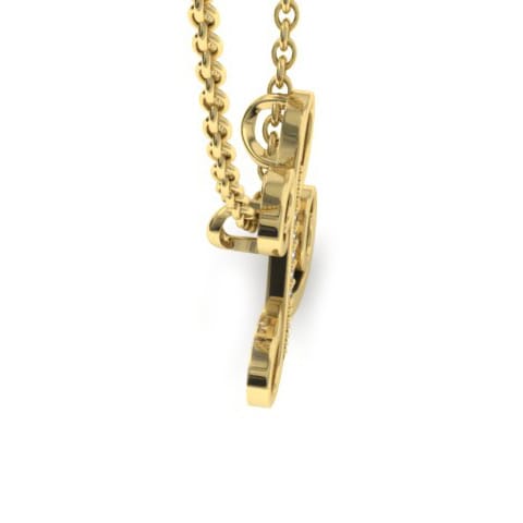 Letter L Diamond Initial Necklace In Yellow Gold With 6 Diamonds