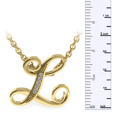 Letter L Diamond Initial Necklace In Yellow Gold With 6 Diamonds