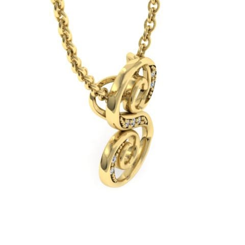 Letter S Diamond Initial Necklace In Yellow Gold With 6 Diamonds