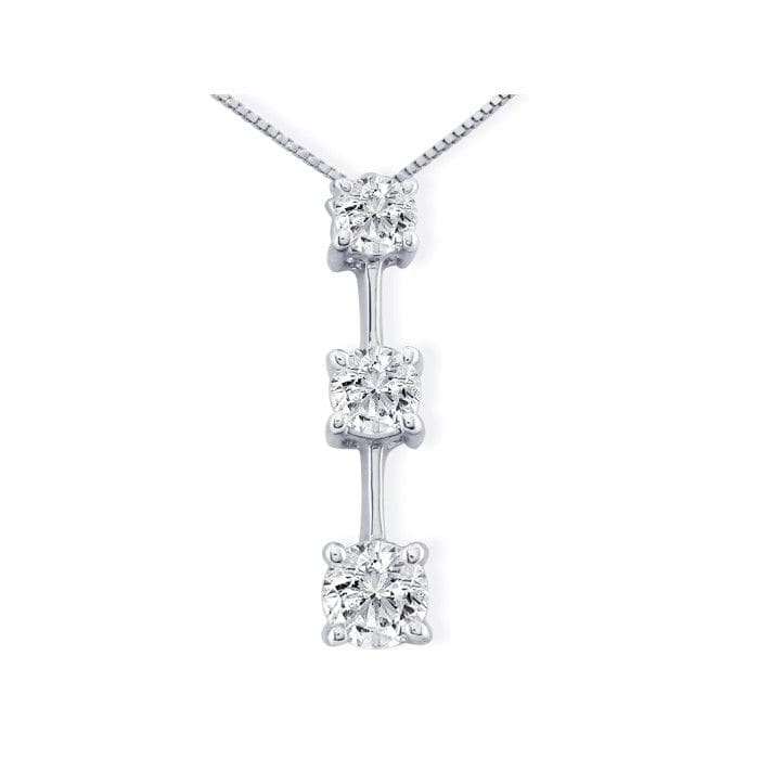Diamond Pendants: Impressive 2ct Fine Three Diamond Pendant in 14k White Gold
