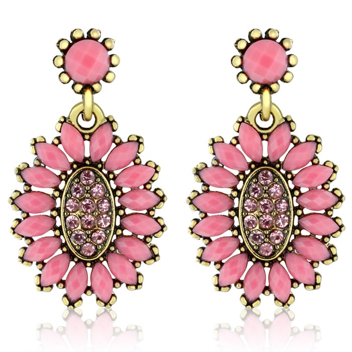 Passiana Cluster Flower Crystal Earrings, Pink