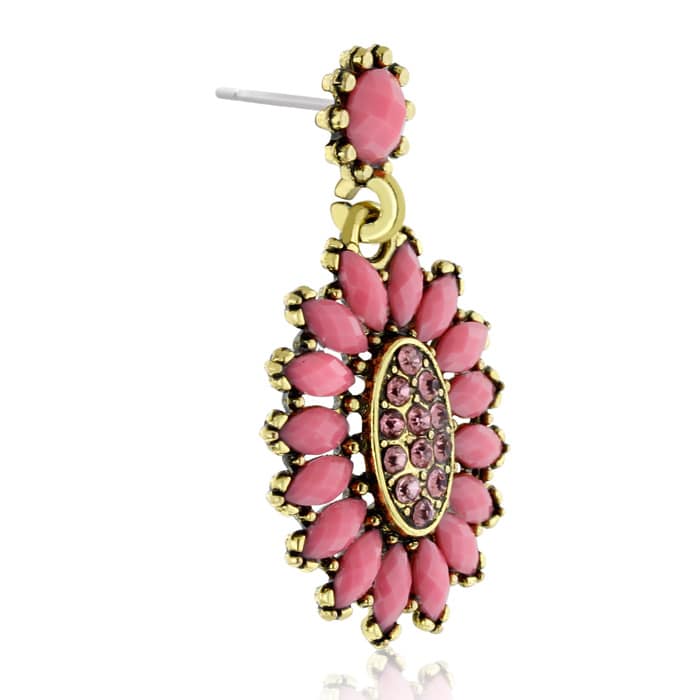Passiana Cluster Flower Crystal Earrings, Pink