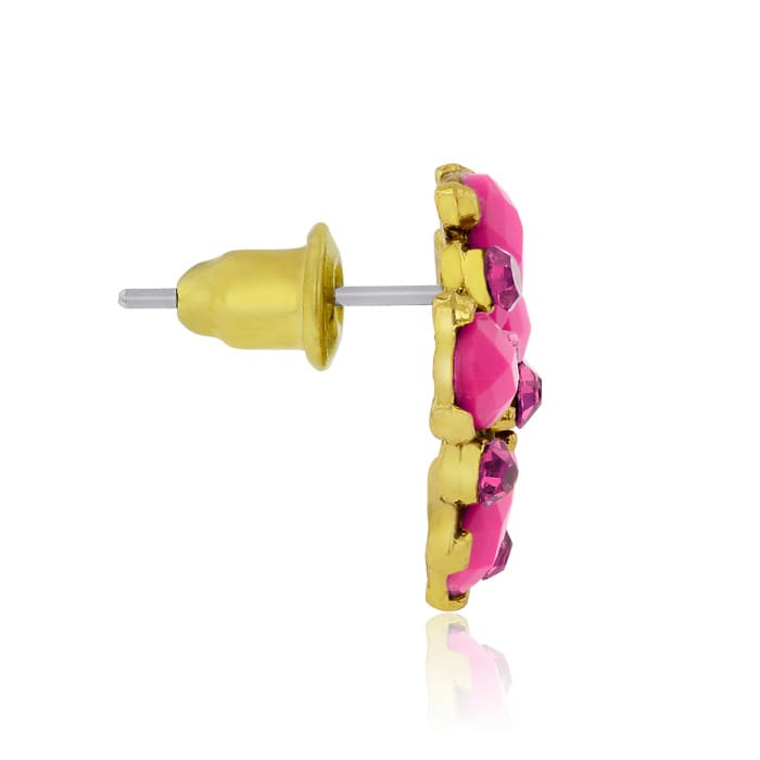 Passiana Dainty Flower Crystal Earrings, Pink