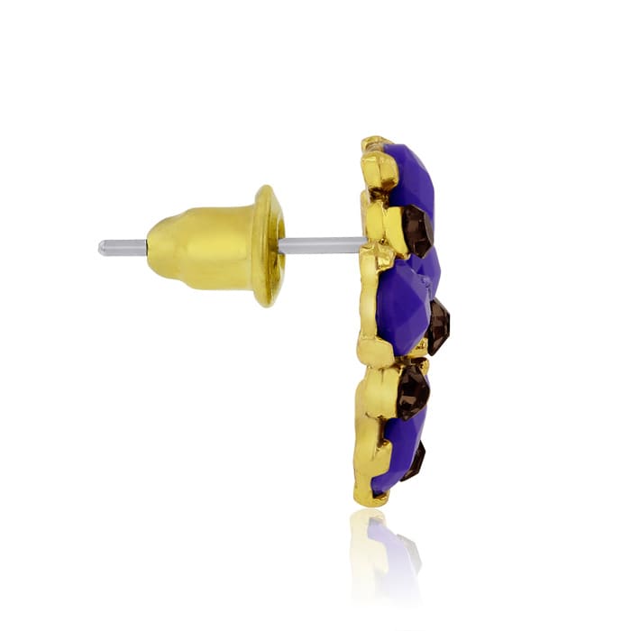 Passiana Dainty Flower Crystal Earrings, Purple