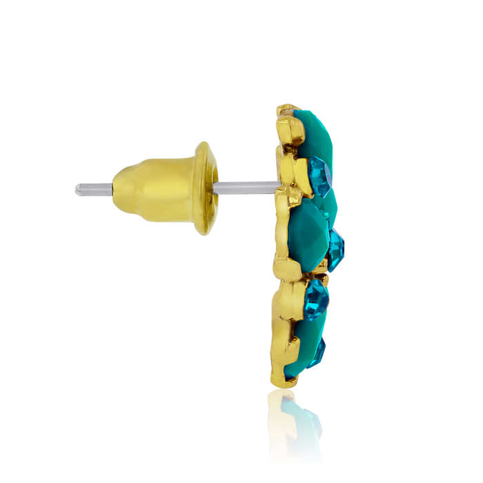 Passiana Dainty Flower Crystal Earrings, Turq