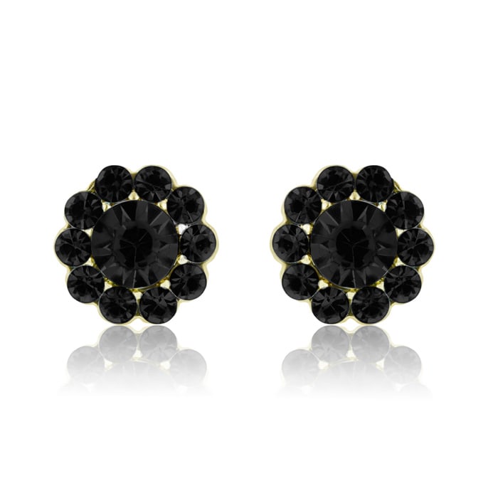 Passiana Mini Flower Crystal Earrings, Black