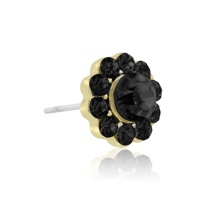 Passiana Mini Flower Crystal Earrings, Black