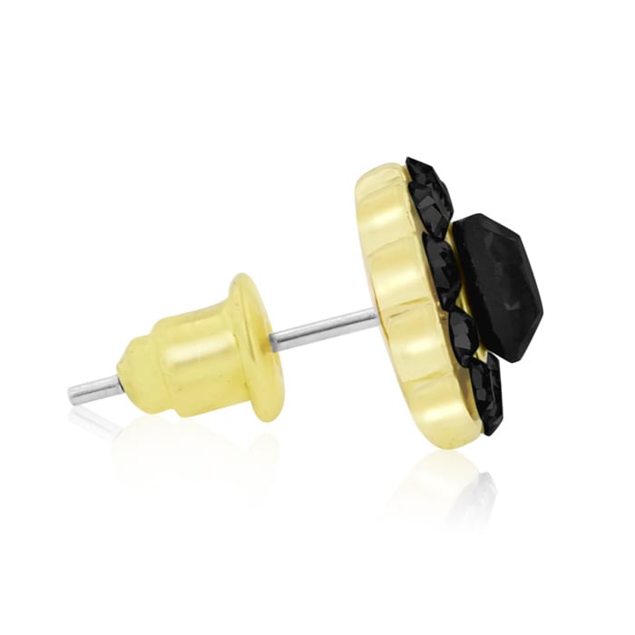 Passiana Mini Flower Crystal Earrings, Black