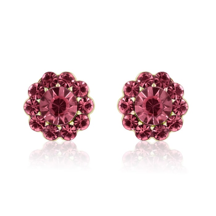 Passiana Mini Flower Crystal Earrings, Pink