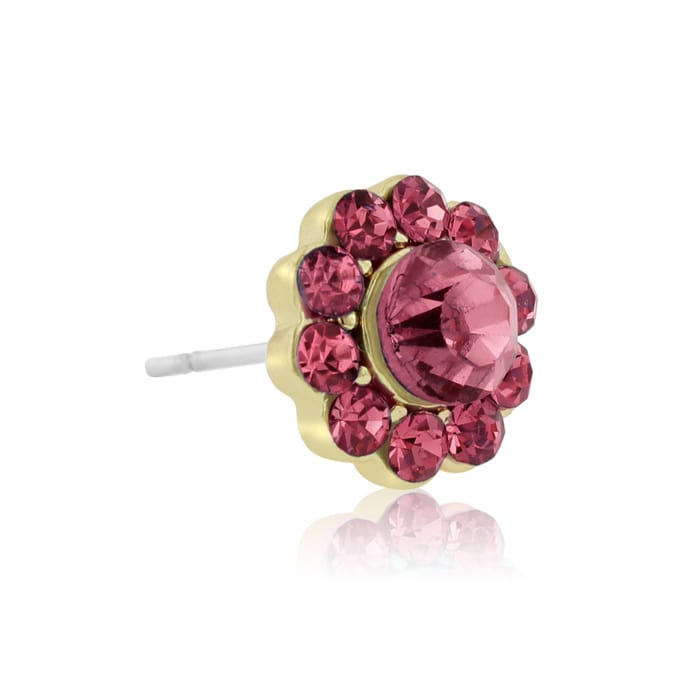 Passiana Mini Flower Crystal Earrings, Pink