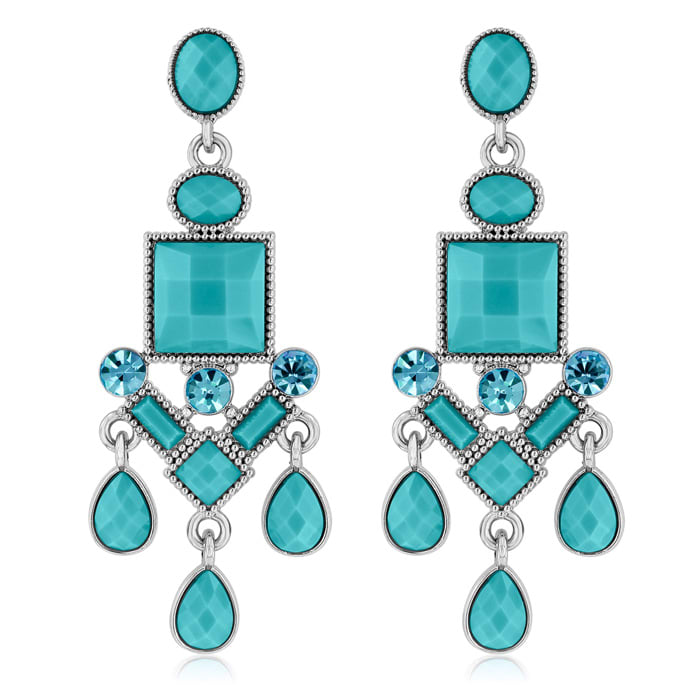 Passiana Chandelier Crystal Earrings, Turq