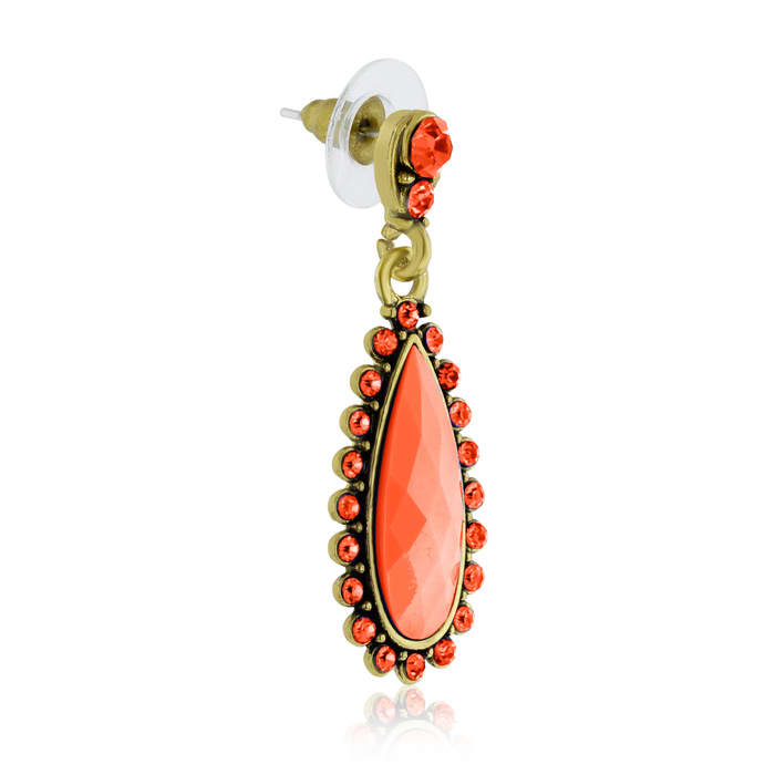 Drop Crystal Earrings, Orange