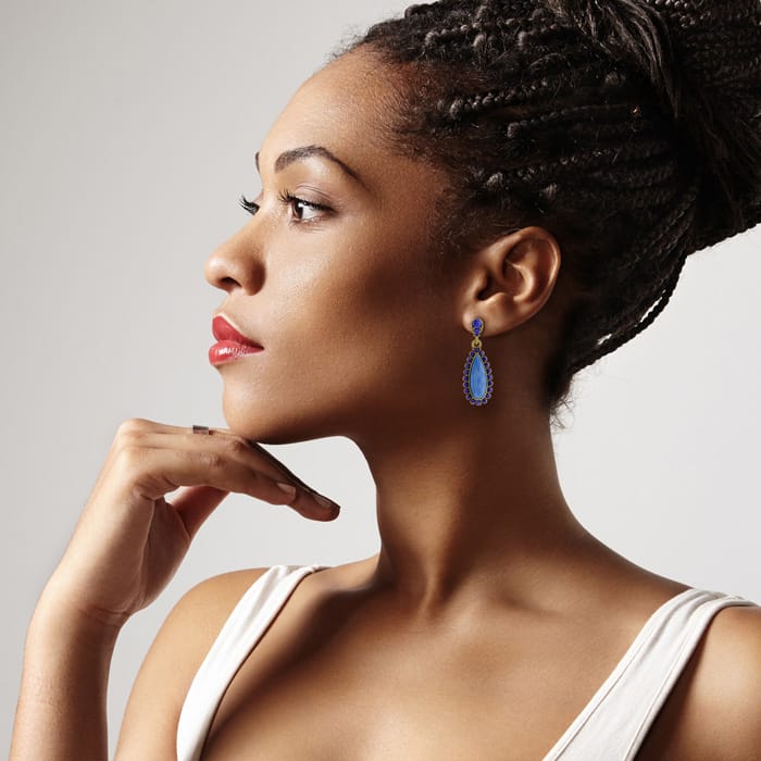 Drop Crystal Earrings, Blue