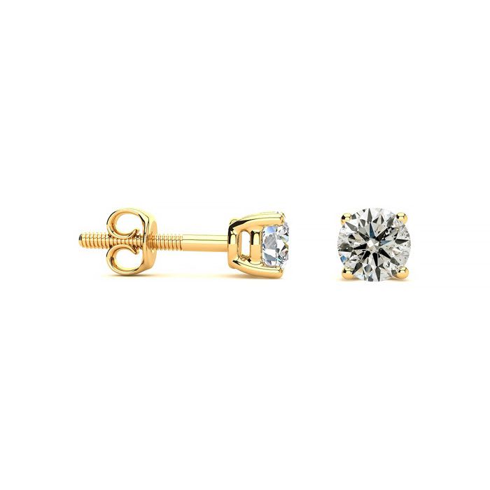 1/2ct Diamond Stud Earrings in 14k Yellow Gold with FREE Matching Diamond Pendant!