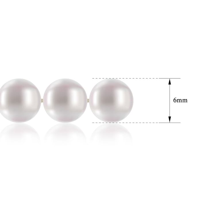 16 Inch 6mm AA Hand Knotted Pearl Necklace, 14K Yellow Gold Clasp