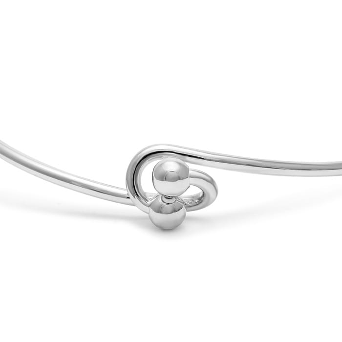 Initial "A" Bangle Bracelet With Cubic Zirconia Accent