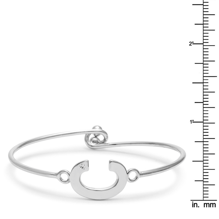 Initial "C" Bangle Bracelet With Cubic Zirconia Accent