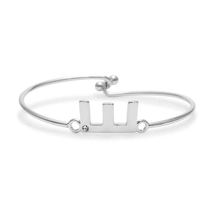 Initial "E" Bangle Bracelet With Cubic Zirconia Accent