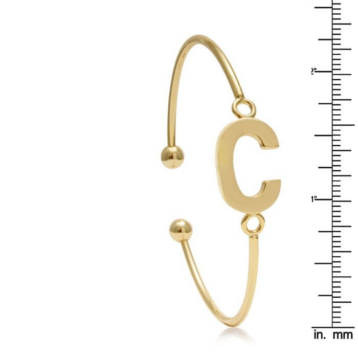Yellow Gold "C" Initial Bangle Bracelet 