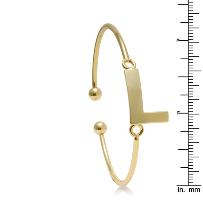 Yellow Gold "L" Initial Bangle Bracelet 