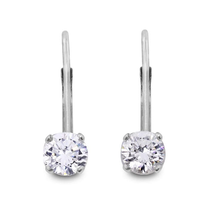 Diamond Drop Earrings: 1/4 Carat Diamond Drop Earrings in 14k White Gold