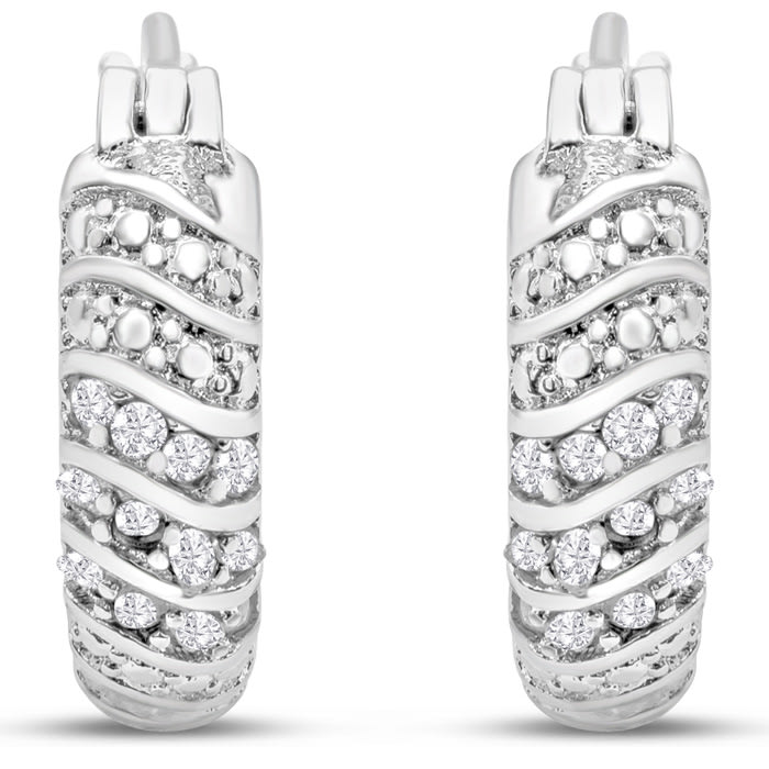 1/4 Carat 4-Row Diamond Hoop Earrings, 1/2 Inch