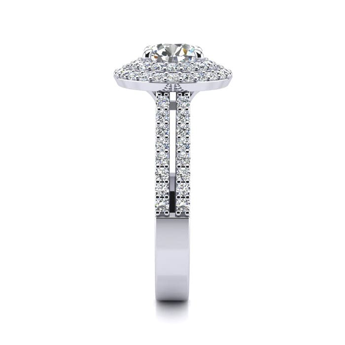 1 1/2 Carat Double Halo Round Diamond Engagement Ring in 14K White Gold