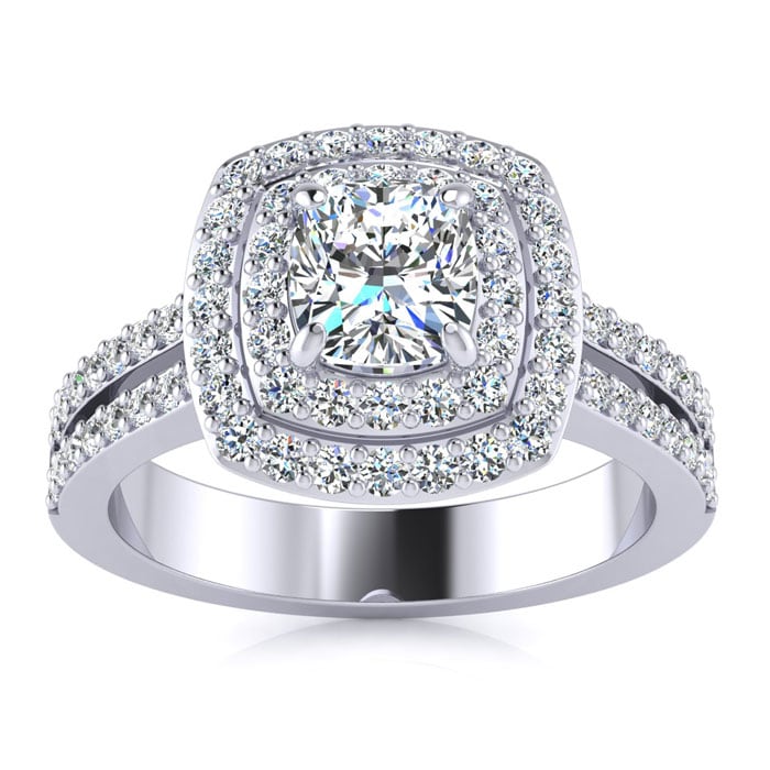 Cushion cut halo diamond ring discount