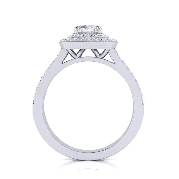 1 1/2 Carat Double Halo Cushion Cut Diamond Engagement Ring in 14 Karat White Gold
