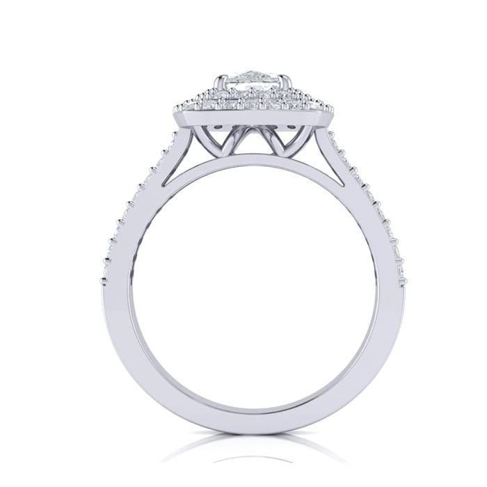 2 Carat Double Halo Cushion Cut Diamond Engagement Ring in 14 Karat White Gold
