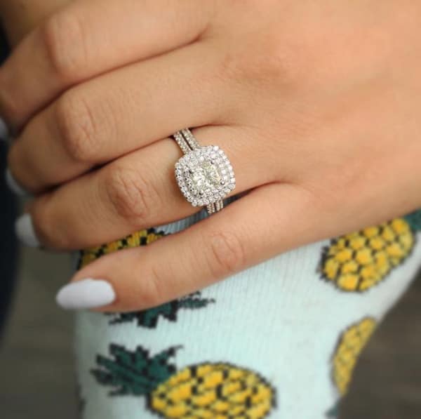 2 1/2 Carat Double Halo Diamond Engagement Ring in 14k White Gold