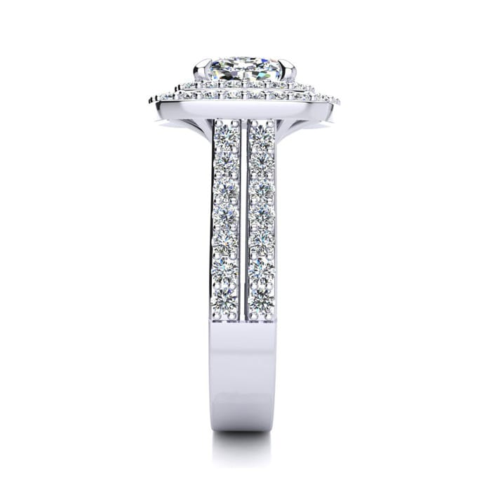2 1/2 Carat Double Halo Diamond Engagement Ring in 14k White Gold