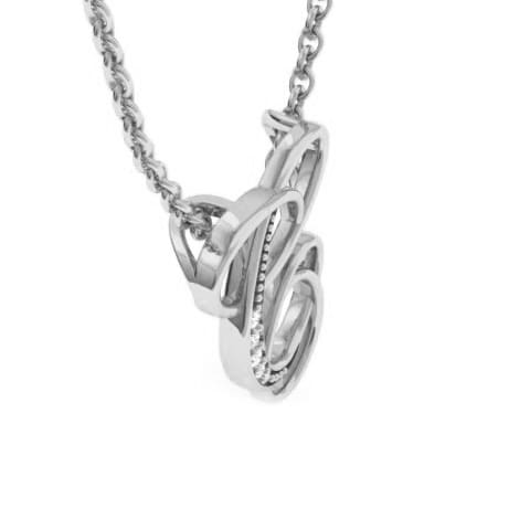 Letter C Diamond Initial Necklace In White Gold With 6 Diamonds