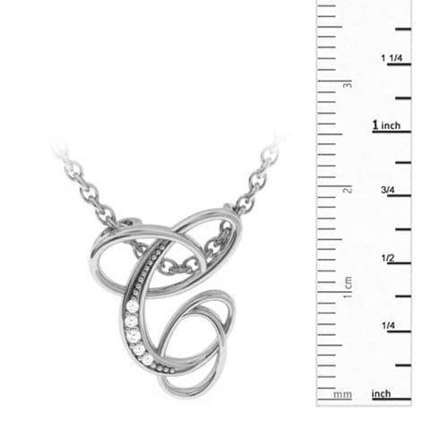 Letter C Diamond Initial Necklace In White Gold With 6 Diamonds