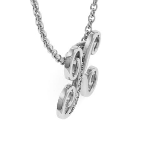 Letter K Diamond Initial Necklace In White Gold With 6 Diamonds