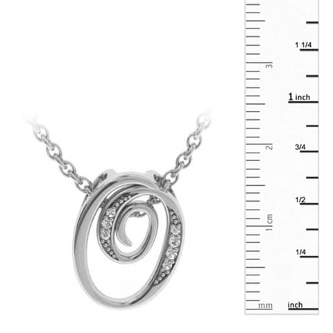Letter O Diamond Initial Necklace In White Gold With 6 Diamonds