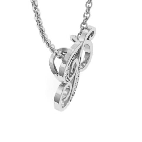 Letter P Diamond Initial Necklace In White Gold With 6 Diamonds