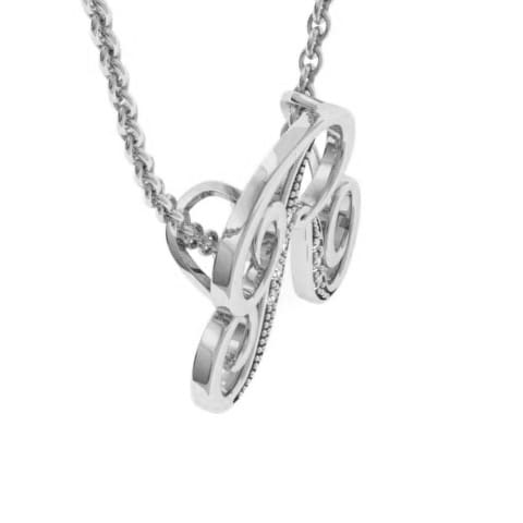 Letter R Diamond Initial Necklace In White Gold With 6 Diamonds